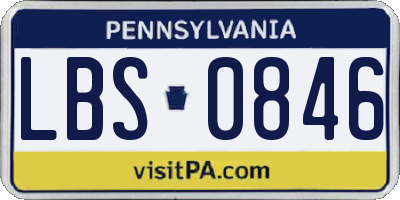 PA license plate LBS0846