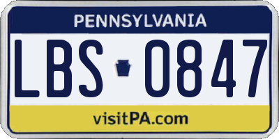 PA license plate LBS0847