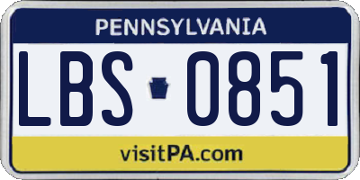 PA license plate LBS0851