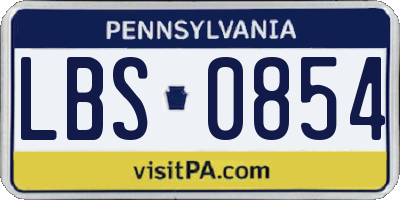 PA license plate LBS0854