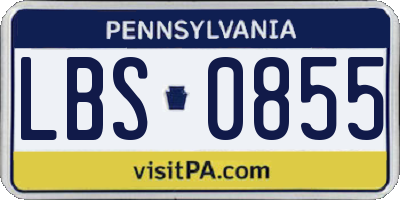 PA license plate LBS0855
