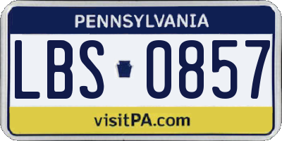 PA license plate LBS0857