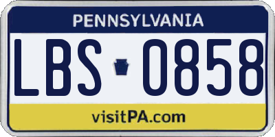 PA license plate LBS0858