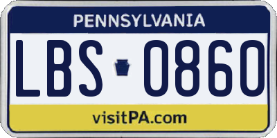 PA license plate LBS0860