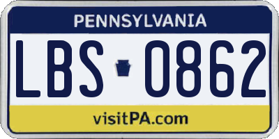 PA license plate LBS0862