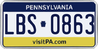 PA license plate LBS0863