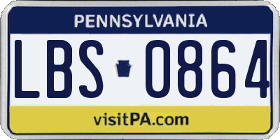 PA license plate LBS0864