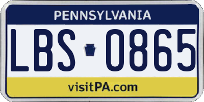 PA license plate LBS0865