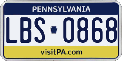 PA license plate LBS0868