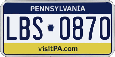 PA license plate LBS0870