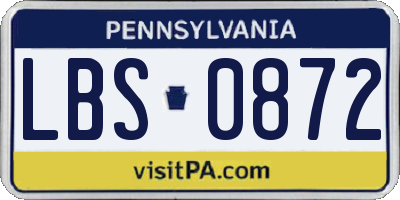 PA license plate LBS0872