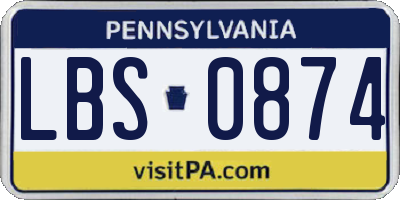 PA license plate LBS0874