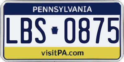 PA license plate LBS0875
