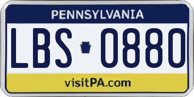 PA license plate LBS0880