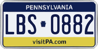 PA license plate LBS0882