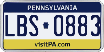 PA license plate LBS0883