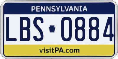 PA license plate LBS0884