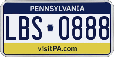 PA license plate LBS0888