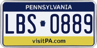PA license plate LBS0889
