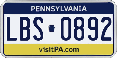 PA license plate LBS0892