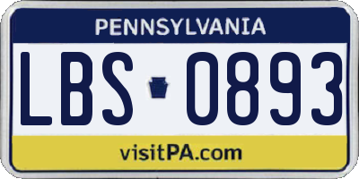 PA license plate LBS0893