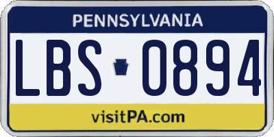 PA license plate LBS0894