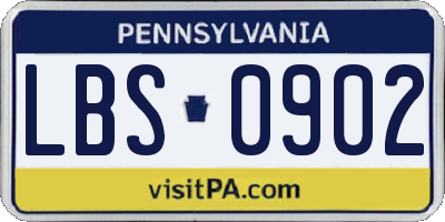 PA license plate LBS0902