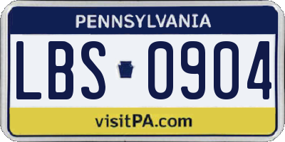 PA license plate LBS0904