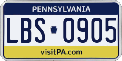 PA license plate LBS0905