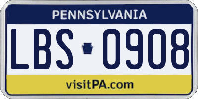 PA license plate LBS0908