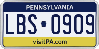PA license plate LBS0909