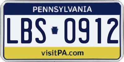 PA license plate LBS0912