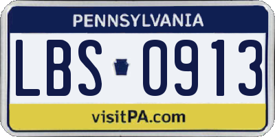 PA license plate LBS0913