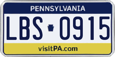 PA license plate LBS0915