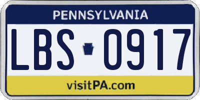 PA license plate LBS0917