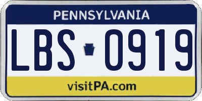 PA license plate LBS0919