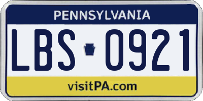 PA license plate LBS0921