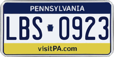 PA license plate LBS0923