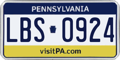 PA license plate LBS0924