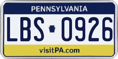 PA license plate LBS0926