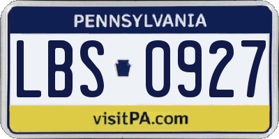 PA license plate LBS0927