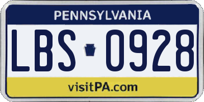 PA license plate LBS0928