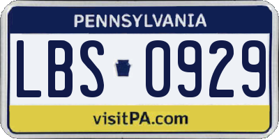 PA license plate LBS0929