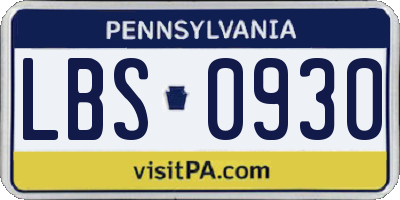 PA license plate LBS0930