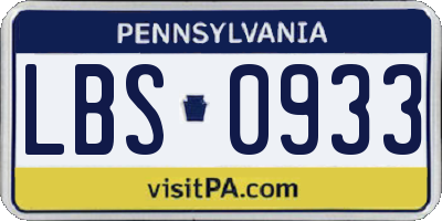 PA license plate LBS0933