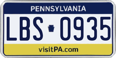 PA license plate LBS0935