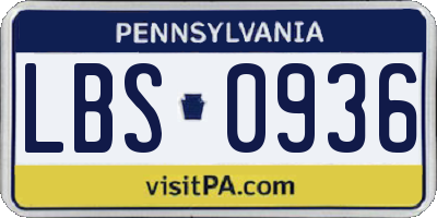 PA license plate LBS0936