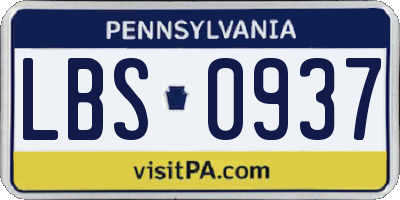 PA license plate LBS0937