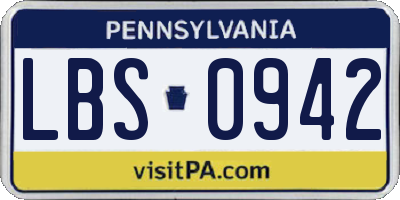 PA license plate LBS0942
