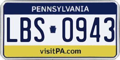 PA license plate LBS0943